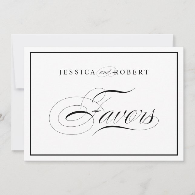 Elegant Wedding Sign Guest Favours Black Border (Front)