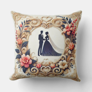 Elegant Wedding Silhouette Framed Cushion