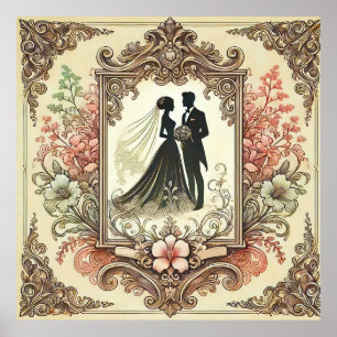 Elegant Wedding Silhouette Framed Poster