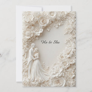 🌸 Elegant Wedding Silhouette Ivory Floral Paper Invitation