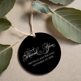 Elegant Wedding Simple Black and White Favour Tags