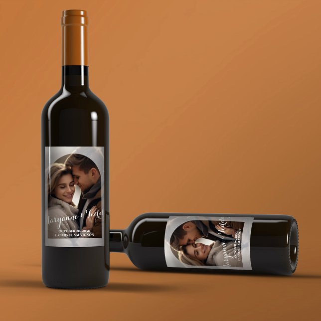 Elegant Wedding Simple Photo Arch Calligraphy Wine Label (Available in various sizes and styles. )