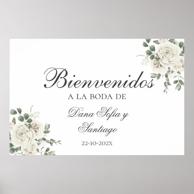 Elegant Wedding Spanish Welcome sign (Front)
