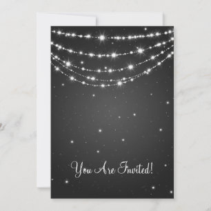 Elegant Wedding Sparkling Chain Black Invitation