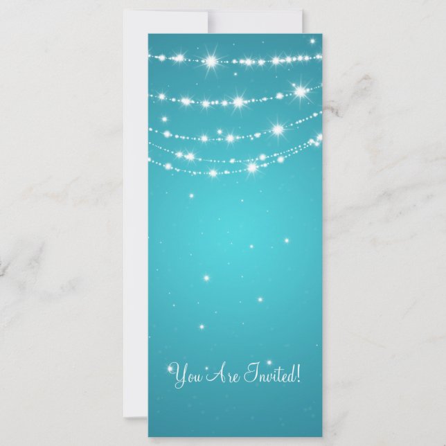 Elegant Wedding Sparkling Chain Blue Invitation (Front)