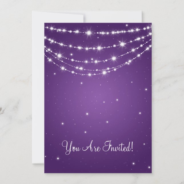 Elegant Wedding Sparkling Chain Purple Invitation (Front)