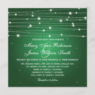 Elegant Wedding Sparkling Lines Emerald Green Invitation