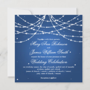 Elegant Wedding Sparkling String Blue Invitation