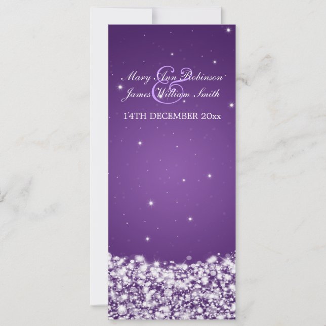 Elegant Wedding Star Sparkle Purple Invitation (Front)