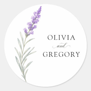 Elegant Wedding Sticker Lavender Floral White Edit