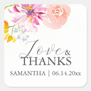 Elegant Wedding Stickers Colourful Flowers