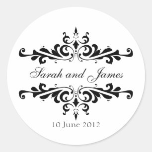 Elegant Wedding Stickers with Names and Date