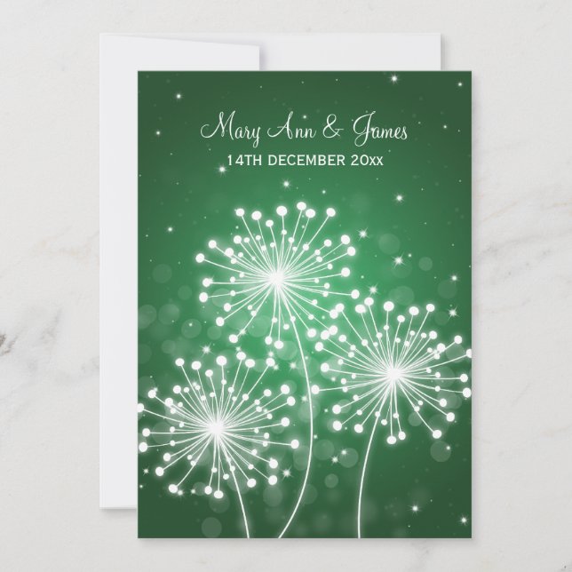 Elegant Wedding Summer Sparkle Emerald Green Invitation (Front)