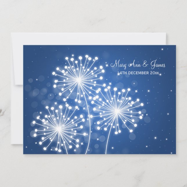 Elegant Wedding Summer Sparkle Sapphire Blue Invitation (Front)