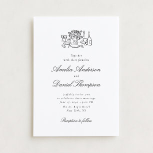 Elegant Wedding Table Illustration Invitation