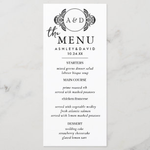 Elegant  Wedding Table Menu Cards Flat Menu