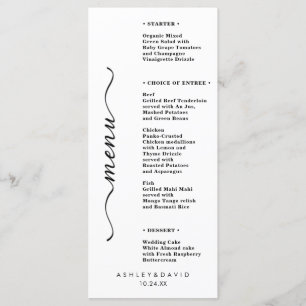 Elegant  Wedding Table Menu Cards Flat Menu