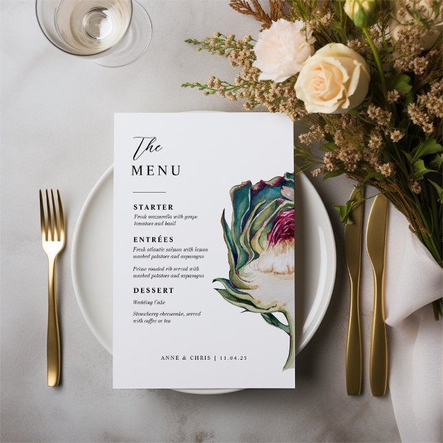 Elegant wedding table menu watercolor (Creator Uploaded)