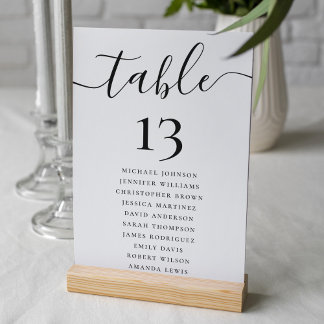 Elegant Wedding Table Number And Seating Chart
