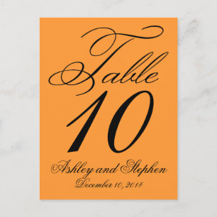 Elegant Wedding Table Number Cards Orange