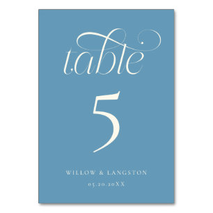 Elegant Wedding Table Number Denim Blue