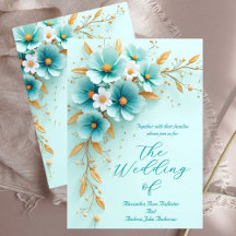 Elegant Wedding Teal Blue White Gold Flowers