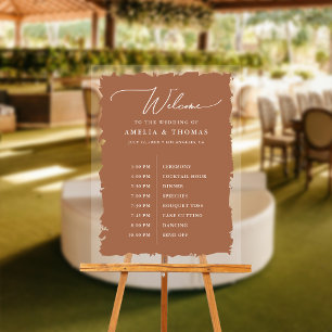 Elegant Wedding Terracotta Welcome and Timeline Acrylic Sign