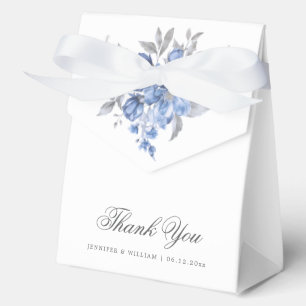 Elegant Wedding Thank U Dusty Blue Rustic Floral  Favour Box