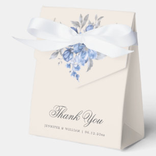 Elegant Wedding Thank U Dusty Blue Rustic Floral  Favour Box