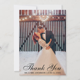 Elegant Wedding Thank You Bride Groom Photo Card