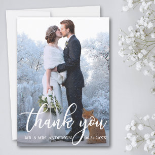 Elegant Wedding Thank You Bride Groom Photo Card