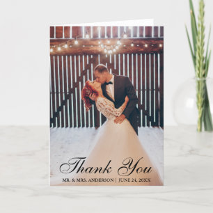 Elegant Wedding Thank You Bride Groom Photo Fold Card