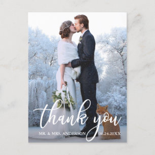 Elegant Wedding Thank You Bride Groom Photo Postcard