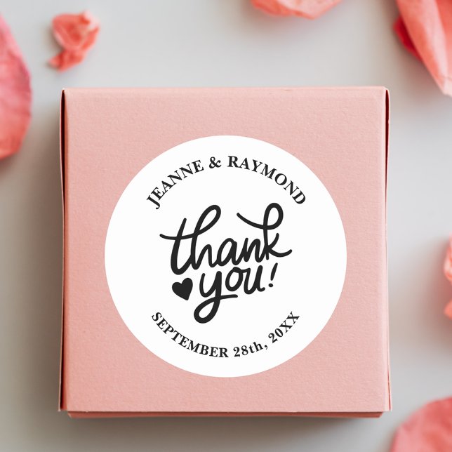 Elegant Wedding Thank You Calligraphy Favour Classic Round Sticker (Creator Uploaded)