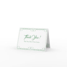 Elegant Wedding Thank You Card – Green Rose Filigr