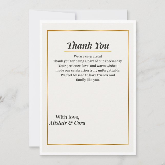 Elegant Wedding Thank You Card | Minimal Classic  (Front)