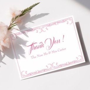 Elegant Wedding Thank You Card – Pink Rose