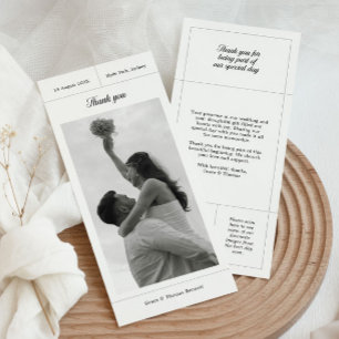Elegant wedding thank you card with photo