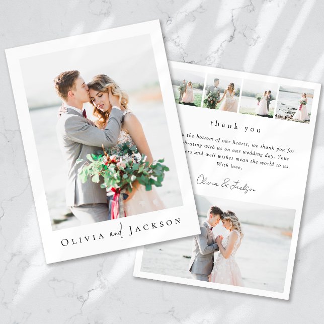 Elegant Wedding Thank You Card with Photos (Creator Uploaded)