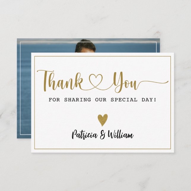 Elegant Wedding Thank You Couple Photo (Front/Back)