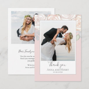 Elegant Wedding Thank You Floral Watercolor Blush Card