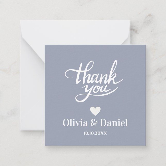 Elegant Wedding Thank You, Modern Calligraph Card (Front)