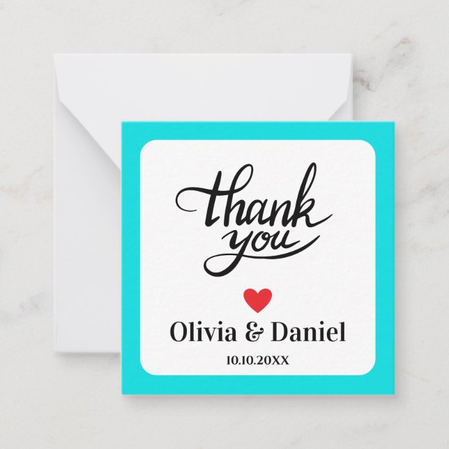 Elegant Wedding Thank You, Modern Calligraph Card (Front)