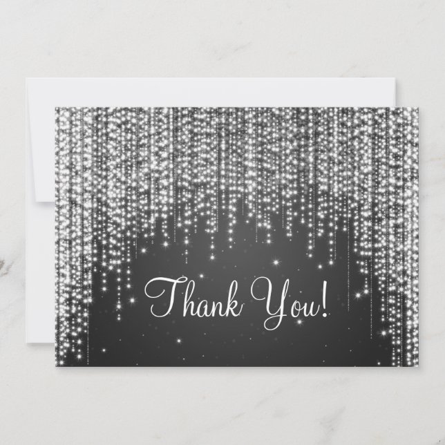 Elegant Wedding Thank You Note Night Dazzle Black (Front)