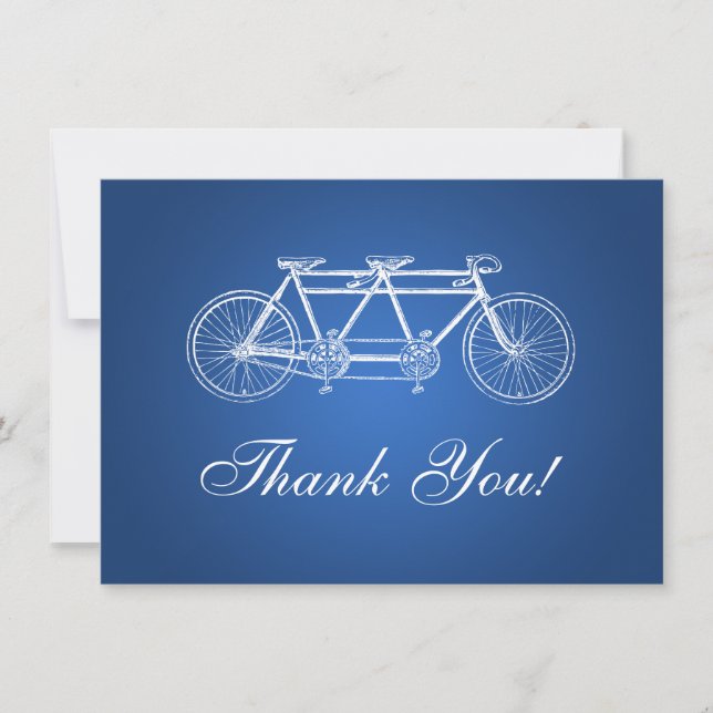 Elegant Wedding Thank You Note Tandem Bike Blue Note Card (Front)