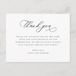 Elegant wedding thank you notes postcard