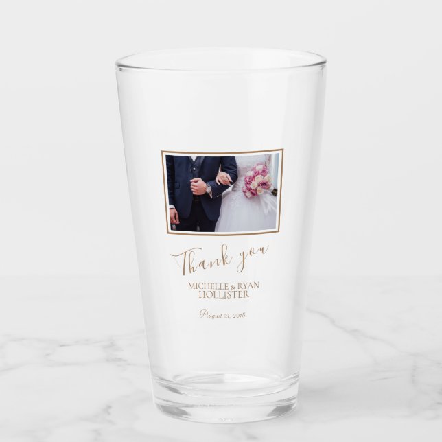 Elegant Wedding Thank you Photo Glass (Front)