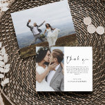 Elegant Wedding Thank You Photo Invitation<br><div class="desc">Minimalist Wedding Thank You Cards that have a photo on the front and back. The Thank you cards contain a modern hand lettered cursive script typography that are elegant,  simple and modern to use after you wedding day celebration.</div>