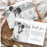 Elegant Wedding Thank You Photo Invitation<br><div class="desc">Minimalist Wedding Thank You Cards that have a photo on the front and back. The Thank you cards contain a modern hand lettered cursive script typography that are elegant,  simple and modern to use after you wedding day celebration.</div>
