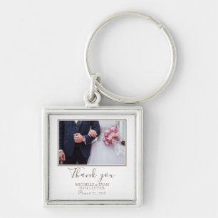 Elegant Wedding Thank you Photo Key Ring